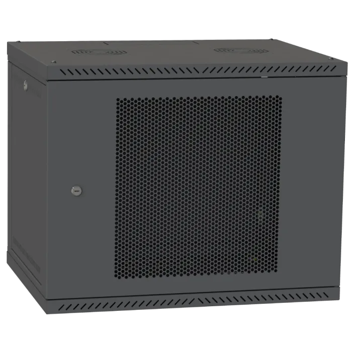 IPCOM 9U 600x450 Шафа телекомунікаційна двері перф (чорна)