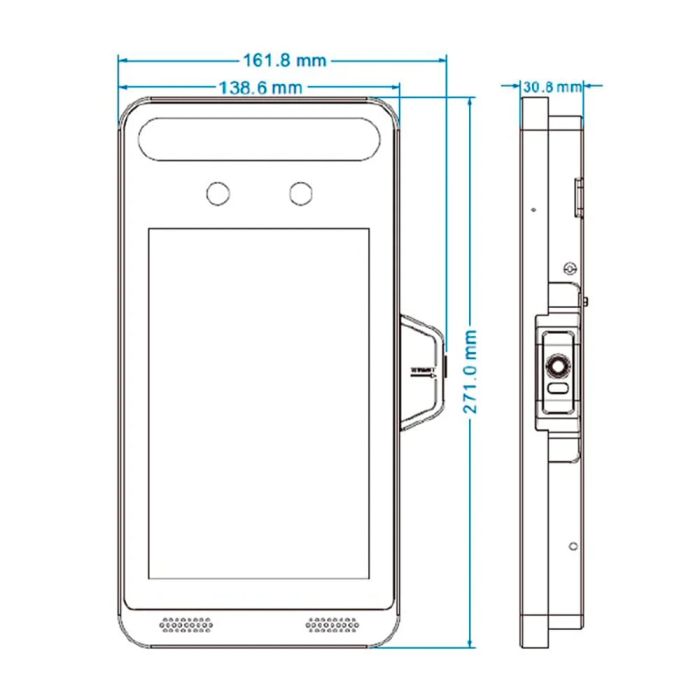 Біометричний термінал контролю доступу 2Mp TVT TD-E2128-B/TM/TP з розпізнаванням облич і вимірюванням температури