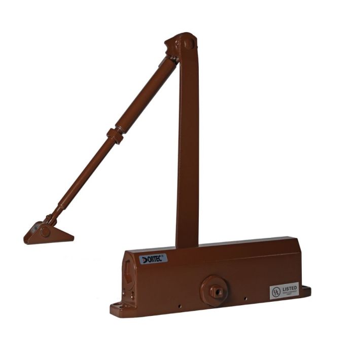 Дверний доводчик Dortec DT-516HA Brown з регульованим кутом фіксації дверей у відчиненому положенні