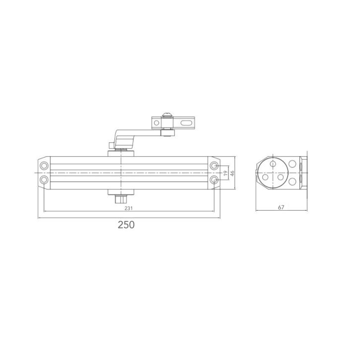 Дверний доводчик Dortec DT-516HA Brown з регульованим кутом фіксації дверей у відчиненому положенні
