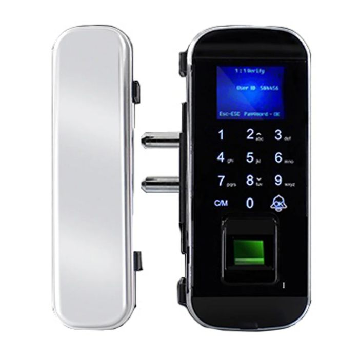 Замок біометричний автономний на скляні двері Trinix TRL-3301BG зі зчитувачем відбитків пальців і карт EM-Marine