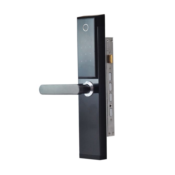 Замок біометричний автономний Trinix TRL-5104BTF Black Left з Bluetooth, зчитувачем відбитків пальців і карт Mifare