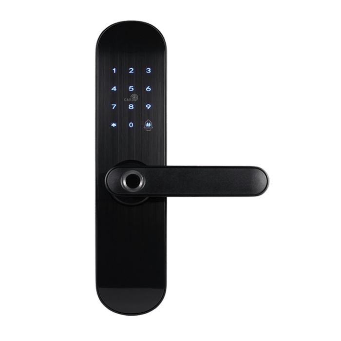 Замок біометричний автономний Trinix TRL-5103BTF Black Right з Bluetooth, зчитувачем відбитків пальців і карт Mifare