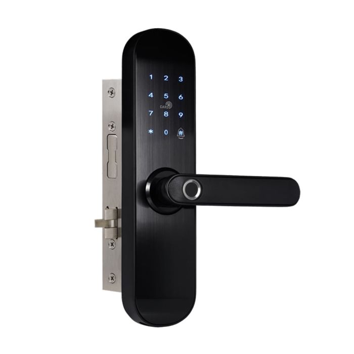 Замок біометричний автономний Trinix TRL-5103BTF Black Right з Bluetooth, зчитувачем відбитків пальців і карт Mifare