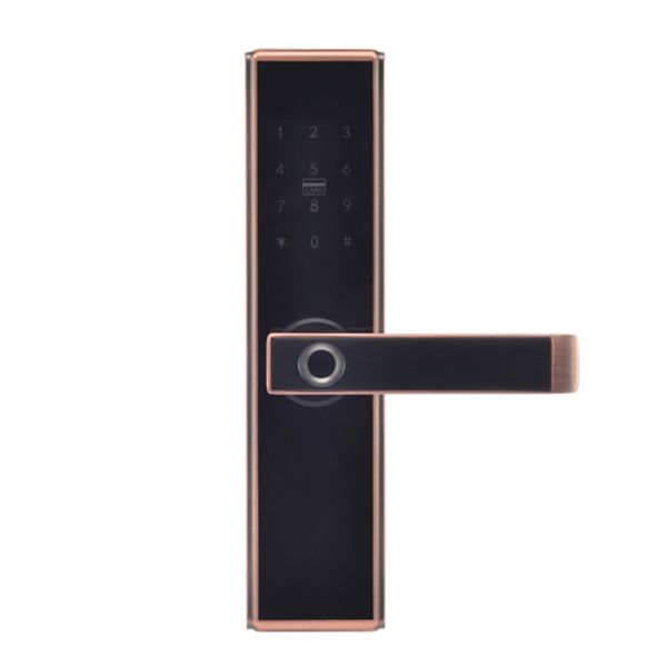 Замок біометричний автономний Trinix TRL-5109BTF Red Bronze Right з Bluetooth, зчитувачем відбитків пальців і карт Mifare