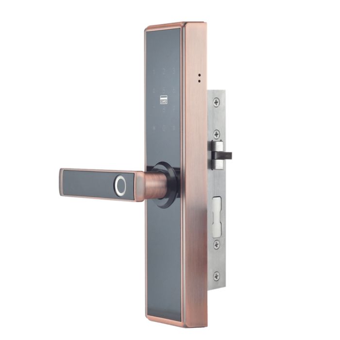 Замок біометричний автономний Trinix  TRL-5109BTF Red Bronze Left з Bluetooth, зчитувачем відбитків пальців і карт Mifare