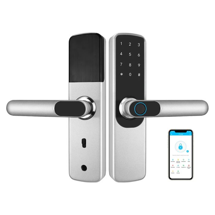 Замок біометричний автономний Trinix TRL-5204BTF Silver з Bluetooth, зчитувачем відбитків пальців і карт Mifare