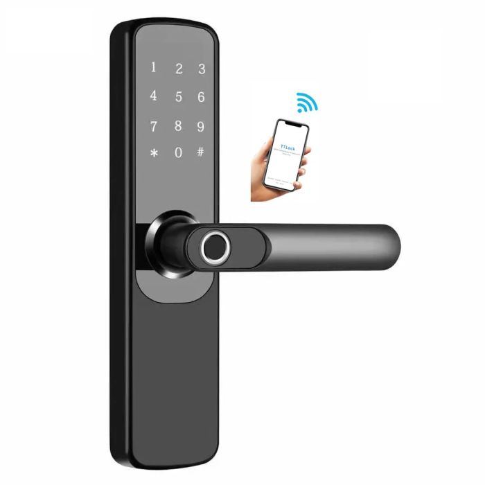 Замок біометричний автономний Trinix TRL-5204BTF Black з Bluetooth, зчитувачем відбитків пальців і карт Mifare
