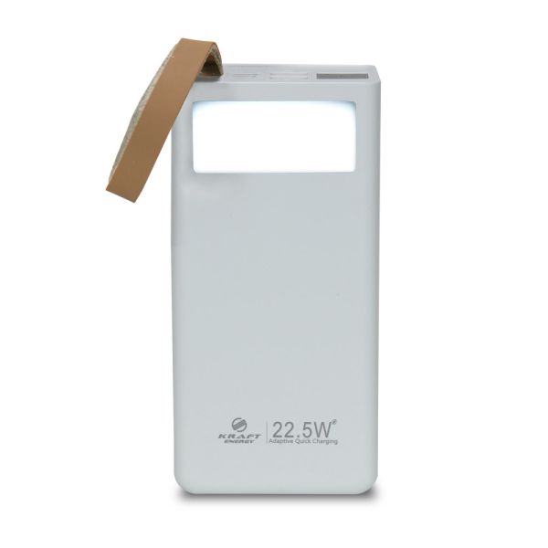 Повербанк 20000mAh Power Bank Kraft TPB-2320 White 22.5W QC3.0 LED-ліхтар