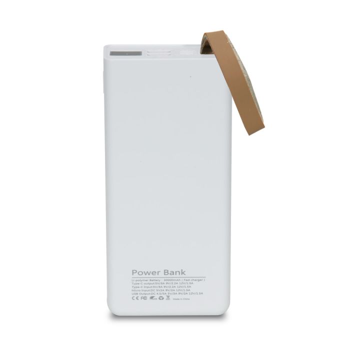 Повербанк 30000mAh Power Bank Kraft TPB-2330 White 22.5W QC3.0 LED-ліхтар