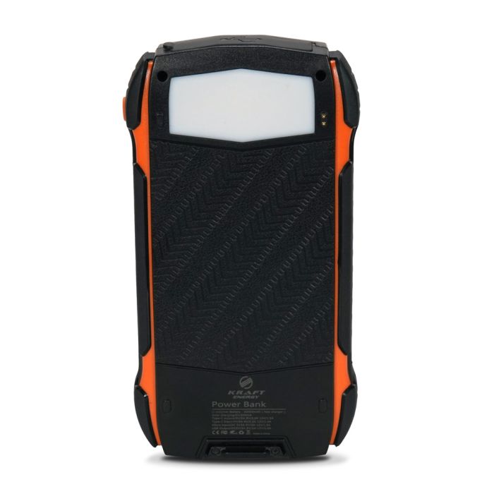 Повербанк з сонячною панеллю 30000mAh Power Bank Kraft TPB-1830SLP Orange 18W QC2.0 LED-ліхтар