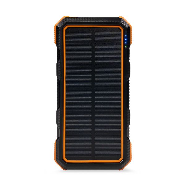 Повербанк з сонячною панеллю 20000mAh Power Bank Kraft KPB-U1830WFCS Orange бездротова зарядка LED-ліхтар 