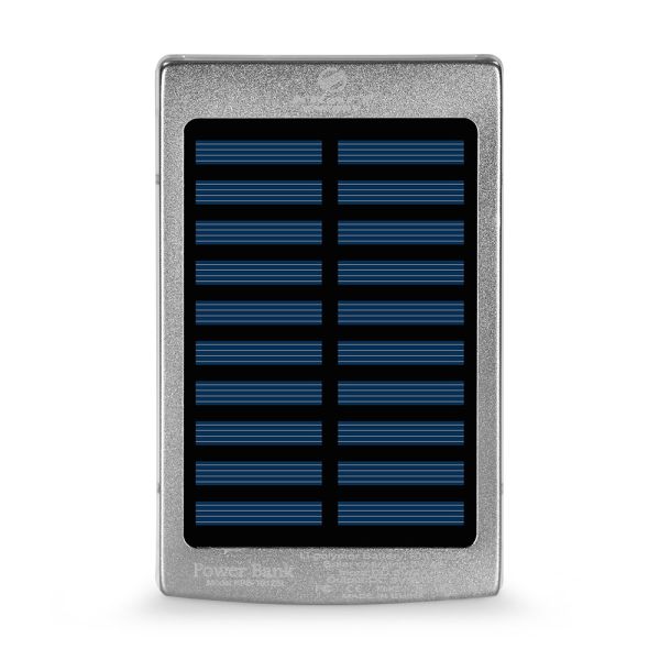 Повербанк з сонячною панеллю 10000mAh Power Bank Kraft KPB-1012SL Silver LED-ліхтар
