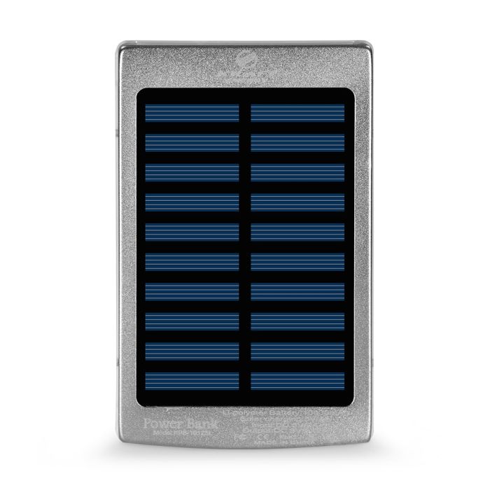 Повербанк з сонячною панеллю 10000mAh Power Bank Kraft KPB-1012SL Silver LED-ліхтар