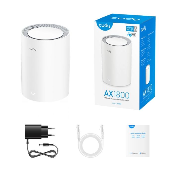 Маршрутизатор WiFi Mesh-система WiFi 6 Cudy M1800 (1-Pack) дводіапазонний гігабітний AX1800