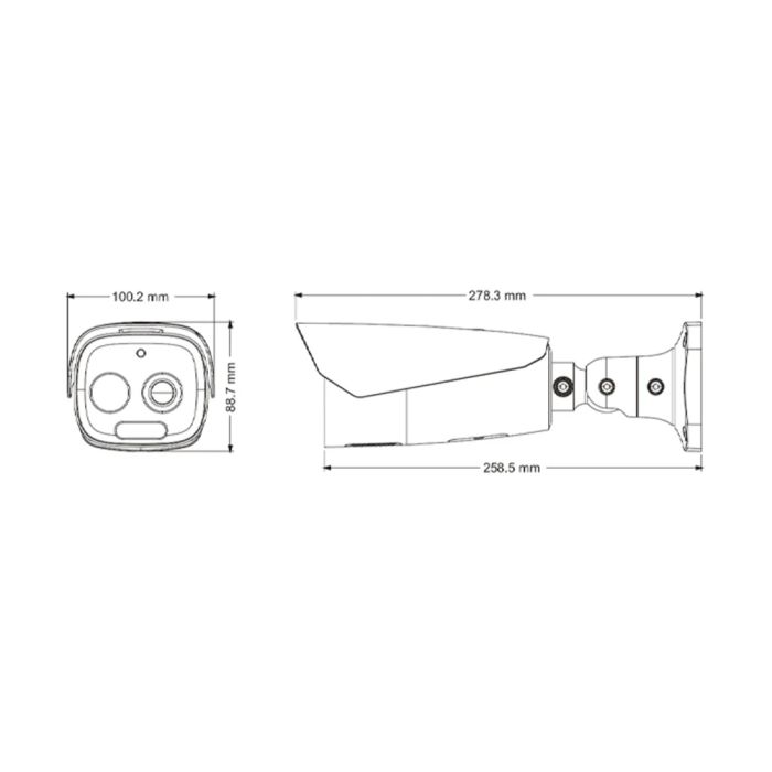 Тепловізійна IP-відеокамера TVT TD-5433E1-VT(19/PE) Thermal 384*288 f=19mm Optical 5Mp f=12mm