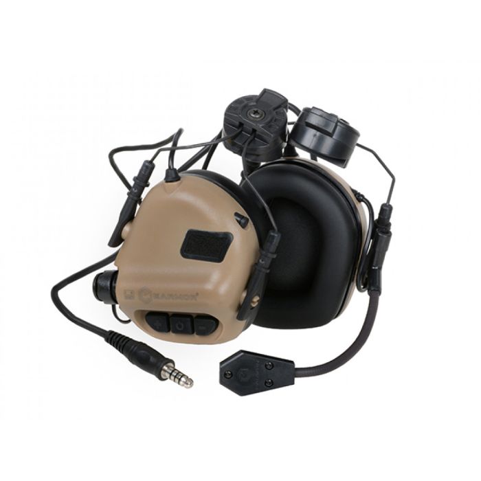 Активні захисні навушники Earmor M32H (TN) Tan з гарнітурою та кріпленням на шолом