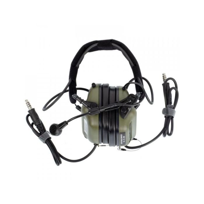 Активні захисні навушники Earmor M32 MARK3 DUAL COM (FG) Olive з гарнітурою