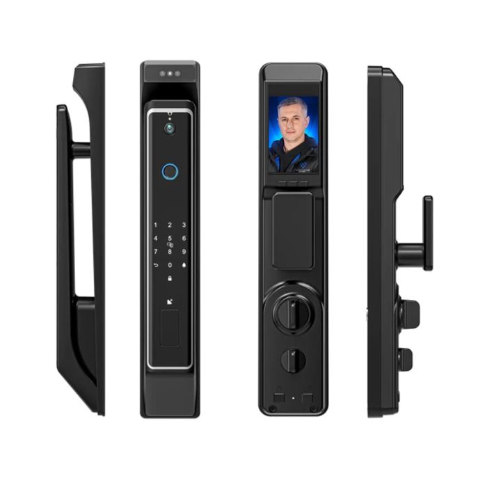 Замок біометричний автономний Trinix TRL-8801BTV Black з Bluetooth, розпізнаванням облич, зчитувачем відбитків пальців і карт Mifare