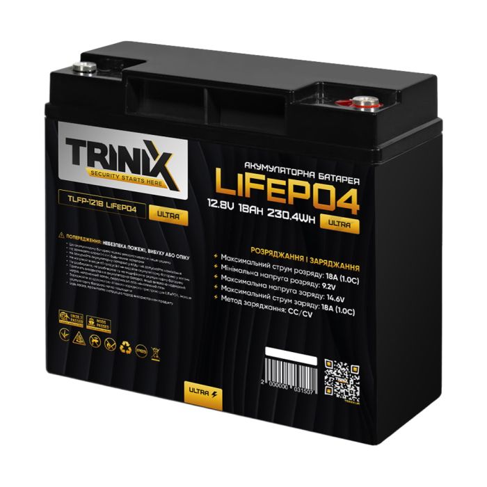 Акумуляторна батарея літій-залізо-фосфатна 12.8В 18А*год Trinix TLFP-1218 Ultra LiFePO4 (Black)