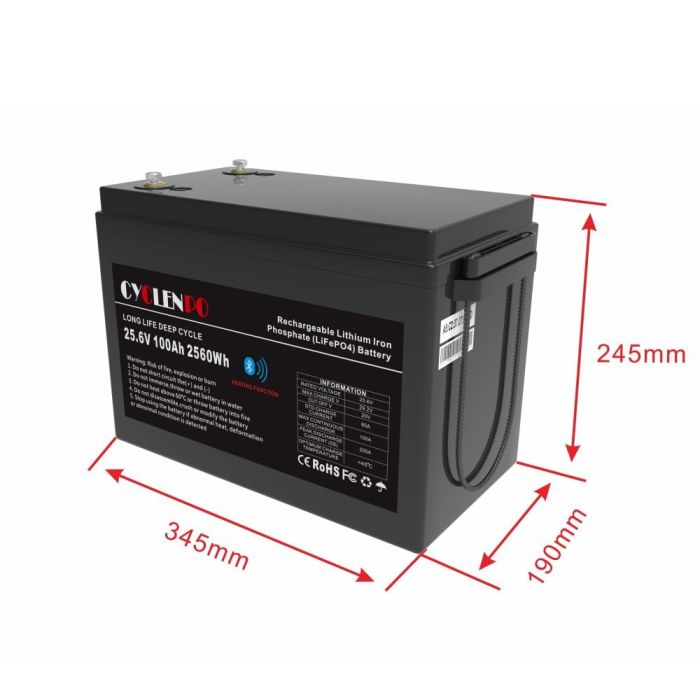 Акумуляторна батарея літій-залізо-фосфатна 25.6В 100Аг Cyclen 25.6V 100AH LiFePo4 (підігрів/Bluetooth)
