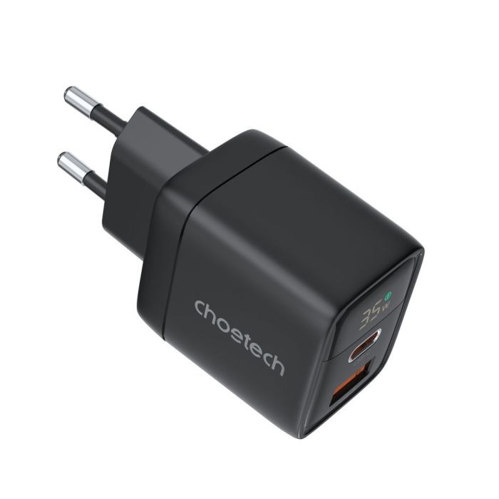 Мережевий зарядний пристрій Choetech PD6052 PD35W GAN A+C Black