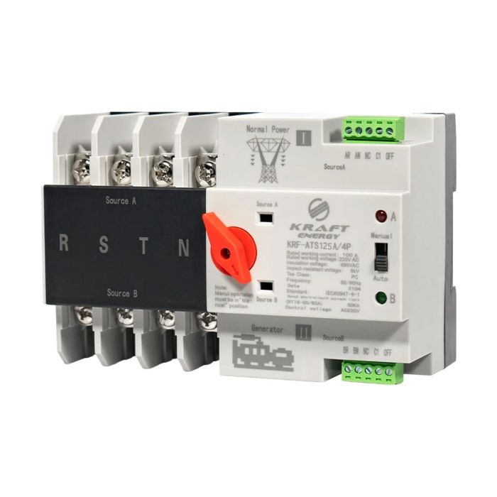 Автоматичний перемикач (АВР) під DIN-рейку Kraft KRF-ATS125A/4p 4 полюси