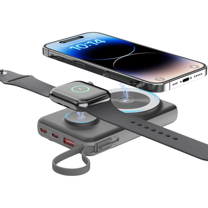 Повербанк 10000mAh Choetech B695 Black QC3.0 PD3.0 бездротова зарядка смартфонів та Apple Watch