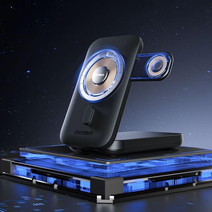 Повербанк з підставкою 10000mAh Choetech B750 Black QC3.0 PD3.0 бездротова зарядка смартфонів та Apple Watch