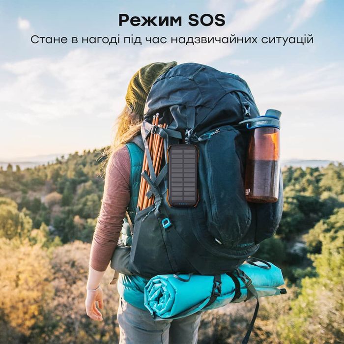 Повербанк з сонячною панеллю 20000mAh Choetech B657 Black PD20W+QC QC3.0 PD3.0 бездротова зарядка