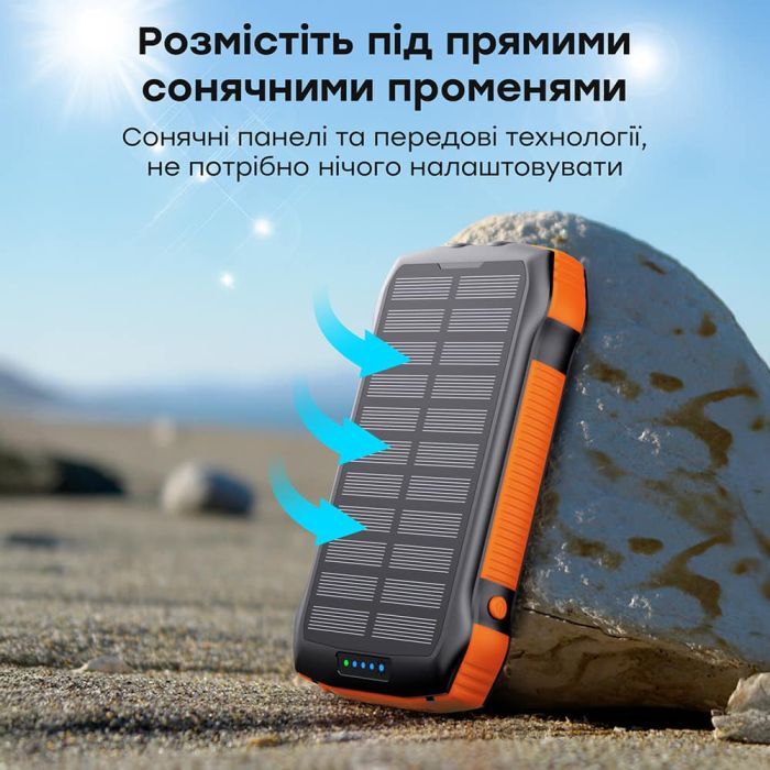 Повербанк з сонячною панеллю 20000mAh Choetech B657 Black PD20W+QC QC3.0 PD3.0 бездротова зарядка