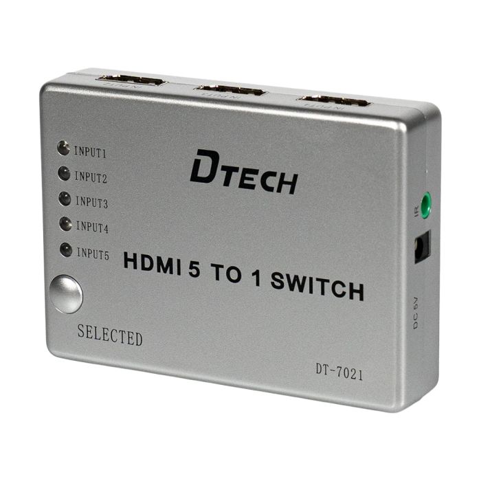 Комутатор 4K@30Hz HDMI 5x1 Dtech DT-7021 (MS)