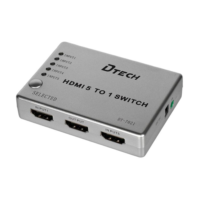 Комутатор 4K@30Hz HDMI 5x1 Dtech DT-7021 (MS)