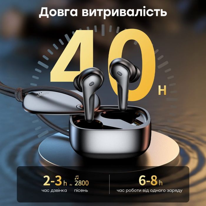Бездротові навушники Choetech BH-T17 Black TWS, Bluetooth 5.4, ANC+ENC