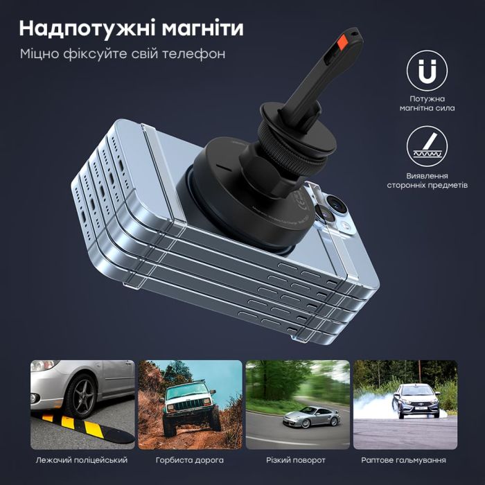 Автомобільний зарядний пристрій Choetech T205-F Black бездротова зарядка, магнітне кріплення