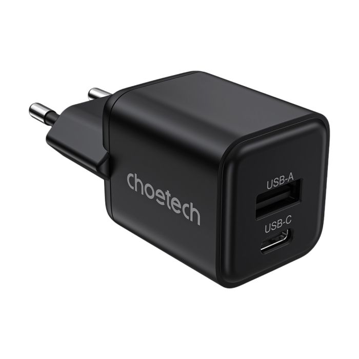 Мережевий зарядний пристрій Choetech PD5012 mini PD30W GAN A+C Black