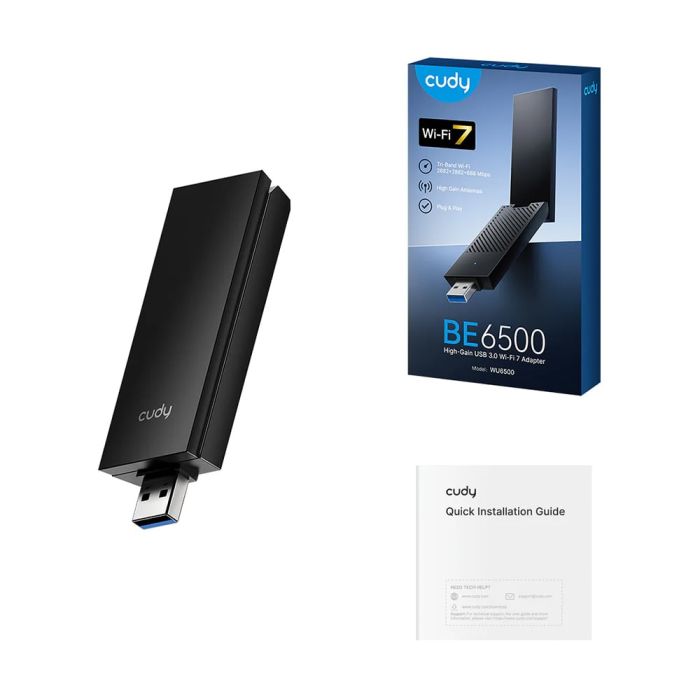 Адаптер WiFi 7 Cudy WU6500 тридіапазонний з USB 3.0 BE6500