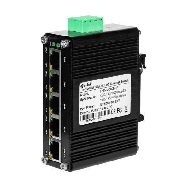 PoE-комутатор 5-портовий E-LINK LNK-IMC005GP з 4 портами PoE