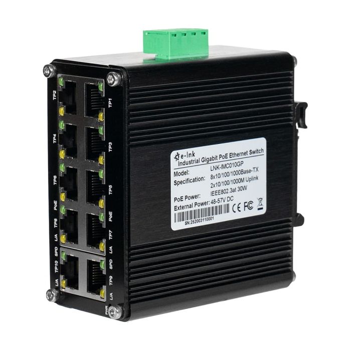 PoE-комутатор 10-портовий E-LINK LNK-IMC010GP з 8 портами PoE