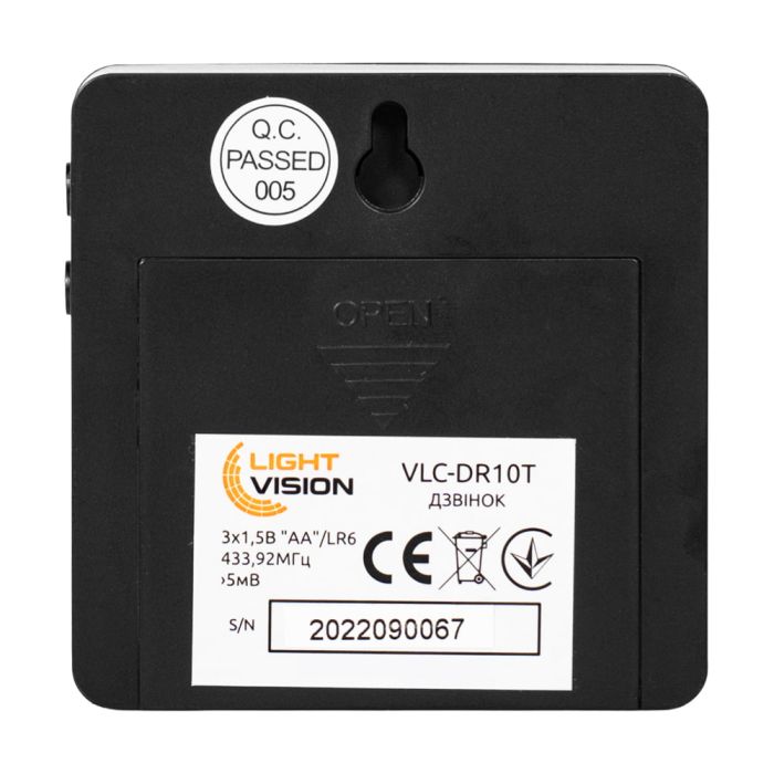 Дверний WiFi дзвінок Light Vision VLC-DR10T(Tuya) Black з ІЧ-датчиком руху