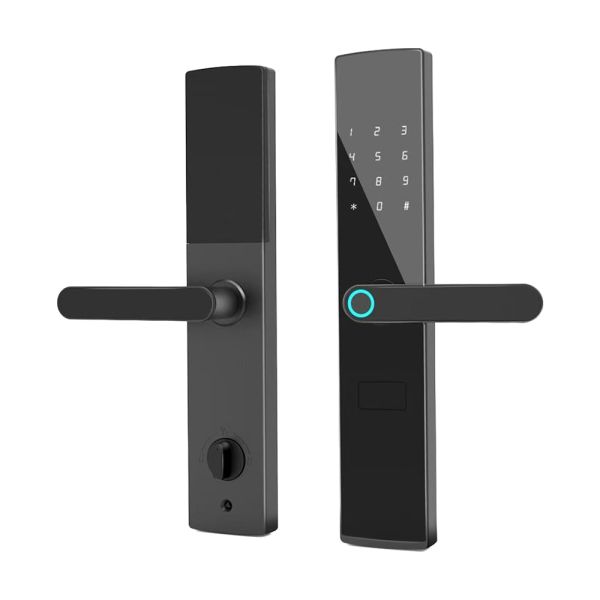 Замок біометричний автономний Trinix TRL-5404BTF Black L/R з Bluetooth, зчитувачем відбитків пальців і карт Mifare