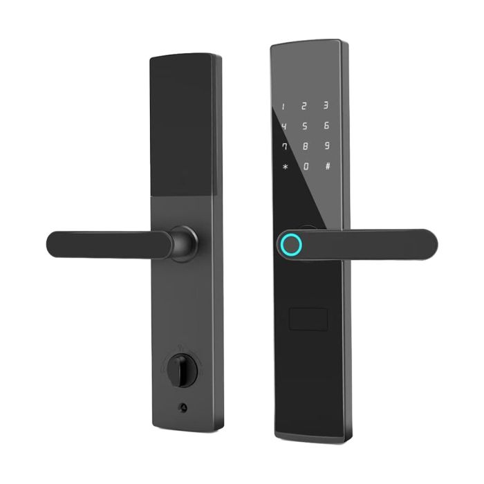 Замок біометричний автономний Trinix TRL-7704WF Black L/R з Wi-Fi, зчитувачем відбитків пальців і карт Mifare