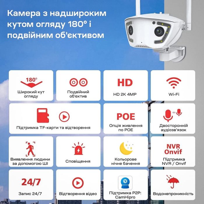 IP-відеокамера з WiFi 2Mp+2Mp Light Vision VLC-4482WI(Camhi Pro) f=3.6mm, ІЧ+LED-підсвічування, з мікрофоном