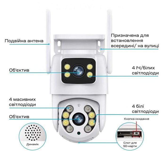 IP PTZ-відеокамера з WiFi 3Mp+3Mp Light Vision VLC-9130WI/2C (Tuya) f=3.6mm+3.6mm, ІЧ+LED-підсвічування, з мікрофоном