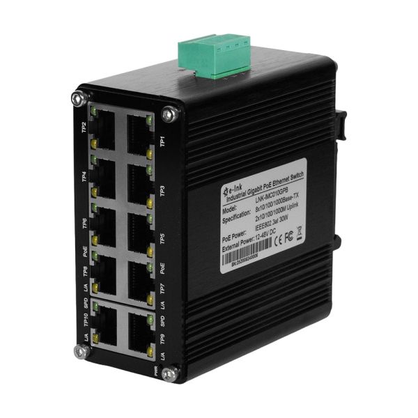 PoE-комутатор 10-портовий E-LINK LNK-IMC010GPB з 8 портами PoE