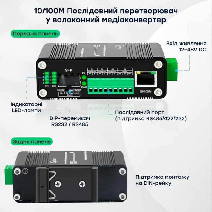 Медіаконвертер E-LINK LNK-IMCRS1100-SFP RS232/RS485/RS422