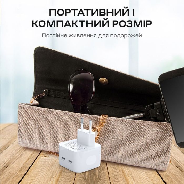 Мережевий зарядний пристрій Choetech Q5008 PD35W 2xUSB-C White