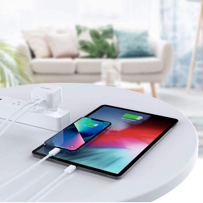 Мережевий зарядний пристрій Choetech Q5008 PD35W 2xUSB-C White