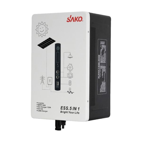 Портативна зарядна станція – система резервного живлення (інвертор та батарея) Sako Alpha-ESS-500W/1KWh настінна. Потужність 500 Вт, енергоємність 1004.8 Вт*год, LifePO4