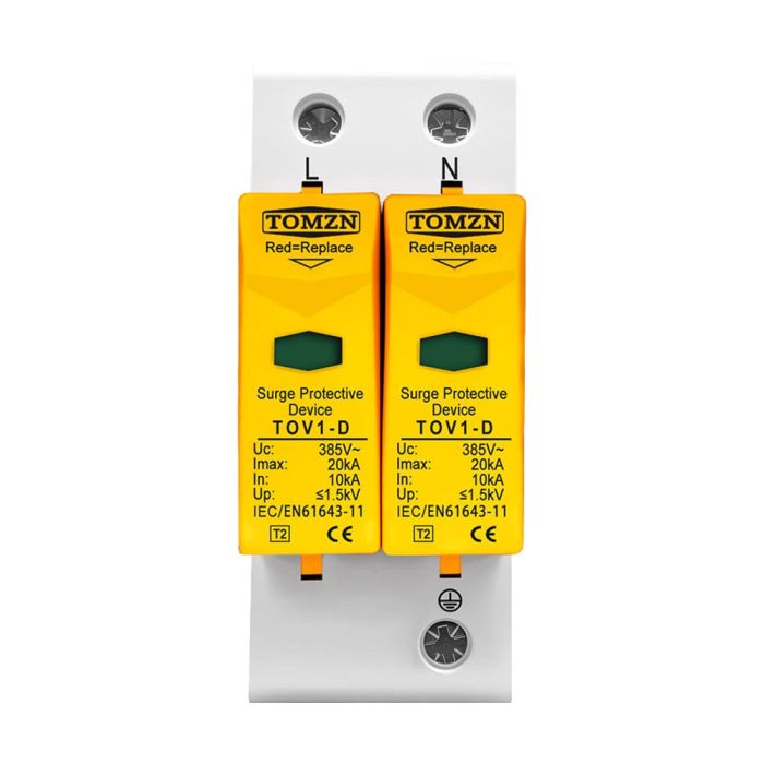 Обмежувач напруги TOMZN TOV1-20/2P 275V AC 10-20kA під DIN-рейку 2 полюси